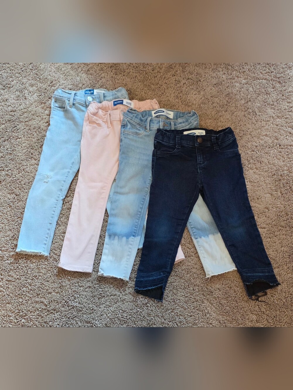 Old Navy Girls' Jeans Bundle - Pink, Light Blue, Dark Blue 3t *4 Pairs*
